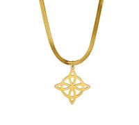 UNIFT Witch Knot Necklace for Women Men Stainless Steel Fashion Chic Celtic Symbol Witch Knot Pendant Double Layer Necklace Pagan Witchcraft Lucky Jewelry, Stainless Steel, No Gemstone