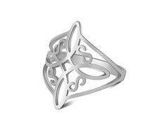 UNIFT Witch Knot Ring for Women Stainless Steel Celtic Quaternary Wiccan Geometric Style Witch Knot Amulet Jewelry Gift, 8, Stainless Steel, No Gemstone
