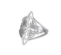 UNIFT Witch Knot Ring for Women Stainless Steel Chic Elegant Geometric Style Witchcraft Celtic Trinity Ring Wiccan Amulet Jewelry Mother's Day Birthday Gift (8, silver)