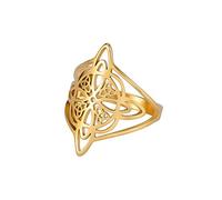 UNIFT Witch Knot Ring for Women Stainless Steel Chic Elegant Geometric Style Witchcraft Celtic Trinity Ring Wiccan Amulet Jewelry Mother's Day Birthday Gift (7, gold)