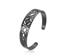 UNIFT Witches Knot Bracelet for Women Men Stainless Steel Hollow Out Fashion Chic Celtic Witches Knot Cuff Bangle Pagan Wiccan Jewelry, Stainless Steel, no gemstone