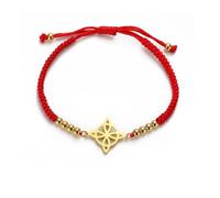 UNIFT Witches Knot Bracelet For Women Men Stainless Steel Magic Witchcraft Witch's Knot With a Bead Colorful Weave Adjustable Wiccan Jewelry (gold-R)