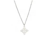 UNIFT Witches Knot Necklace For Women Stainless Steel Irish 4-Pointed Celtic Knot Pendant Fashion Charm Magick Jewelry Gift (Silver)