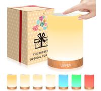 UNIFUN Touch Sensor Bedside Table Lamp, Dimmable Warm White & Color Changing RGB Light for Bedroom, Living Room Gift Pack for Mom, Father's Day and Other Holiday Use