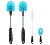 UNIFUN Water Bottle Brush Set, Long Handle 4-in-1 Stainless Steel Water Bottle Scrubbing Brush, Cleaning for All Kinds of Bottle(Short Size)…