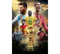 unifun World Cup Soccer Star Poster, Cristiano Ronaldo and Lionel Messi Canvas Motivational Sports Football Player Wall Art, 16"x24", No Frame