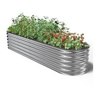 UNIGARDIA Metal Raised Bed 240 x 60 x 43 cm - Modular 9-in-1 Raised Bed Kit - Rustproof Raised Beds for Garden Made of Premium Zn-Al-Mg Steel - Min. 20 Years Life - 43 cm High Vegetable Bed, Silver