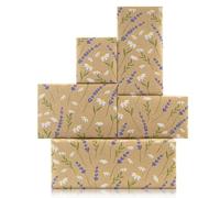 Unigift Lavender Daisy Floral Kraft Wrapping Paper Roll,17" x9.8ft Floral Flower Gift Wrapping Paper Birthday Gift Wrap Brown Kraft Paper for Present Spring Wedding Mother's Day Birthday Party