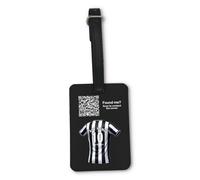 UNIGIFT Personalised Geordie Gift - Tyneside Football Black Luggage Tag (Black and White Stripes Design) Any Name Message Unique - Baggage Suitcase Bag