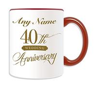 UNIGIFT Personalised Gift - 40th Anniversary Mug (Occasion Design Colour) Name Message Unique Funny Novelty Marriage Mrs Mr Right Pair His Hers Forty Fortieth Ruby