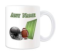 UNIGIFT Personalised Gift - American Football Mug (Sport Design Theme, White) - Any Name/Message on Your Unique Mug - Gridiron Rugby Super Bowl AFL NFL