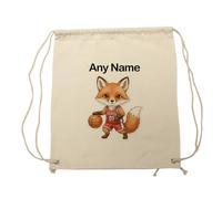 UNIGIFT Personalised Gift - Basketball Fox Drawstring Gym Bag (Sport Animal Design) Custom Name - Cute Kit Cub Tod Reynard