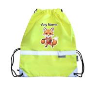 UNIGIFT Personalised Gift - Basketball Fox Hi-Vis Drawstring Gym Bag (Sport Animal Design) Custom Name - Cute Kit Cub Tod Reynard