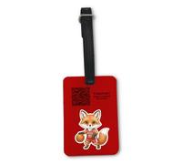 UNIGIFT Personalised Gift - Basketball Fox Red Luggage Tag (Sport Animal Design) Custom Name Baggage Suitcase Bag - Cute Kit Cub Tod Reynard