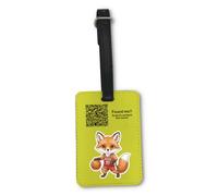 UNIGIFT Personalised Gift - Basketball Fox Yellow Luggage Tag (Sport Animal Design) Custom Name Baggage Suitcase Bag - Cute Kit Cub Tod Reynard