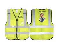 UNIGIFT Personalised Gift - Bearded Professional Business Man Salzmann Safety Vest (Office Hero Design) Custom Name High Visibility Hi-Vis Waistcoat - Gentleman