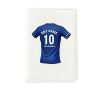 UNIGIFT Personalised Gift - Birmingham Fan White Passport Holder Cover (Royal Blue Football Jersey Design) Custom Name Message - Small Heath B9 Club