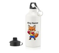 UNIGIFT Personalised Gift - Boxing Fox 400 ml Water Bottle (Sport Animal Design) Custom Name Message - Cute Kit Cub Tod Reynard Boxer Martial