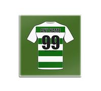 UNIGIFT Personalised Gift - Celtic Glass Square Coasters (Football Club Design Theme, Colour Options) - Any Name/Message on Your Unique Mat Pad - The Bhoys Hoops Celts