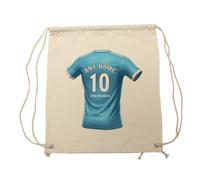 UNIGIFT Personalised Gift - City Drawstring Gym Bag (Football Club Design) Any Name Message Unique - Manchester Blue
