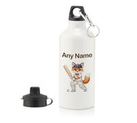 UNIGIFT Personalised Gift - Cricket Fox 400 ml Water Bottle (Animal Design) Any Name Message Unique - Cute Kit Cub Tod Reynard Illustration Artwork