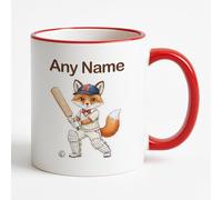 UNIGIFT Personalised Gift - Cricket Fox Red Mug (Animal Design) Any Name Message Unique - Cute Kit Cub Tod Reynard Illustration Artwork