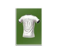 UNIGIFT Personalised Gift - Derbyshire Fan Green Glass Fridge Magnet (Black and White Football Jersey Design) Custom Name - East Midlands DE24 Club