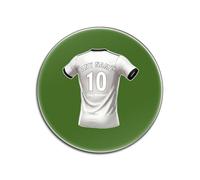 UNIGIFT Personalised Gift - Derbyshire Fan Green Round Glossy Coaster (Black and White Football Jersey Design) Custom Name - East Midlands DE24 Club
