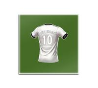 UNIGIFT Personalised Gift - Derbyshire Fan Green Square Glass Coasters Set of 4 (Black and White Football Jersey Design) Custom Name - East Midlands DE24 Club