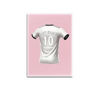 UNIGIFT Personalised Gift - Derbyshire Fan Pink Glass Fridge Magnet (Black and White Football Jersey Design) Custom Name - East Midlands DE24 Club