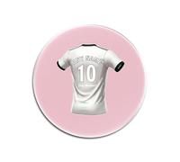 UNIGIFT Personalised Gift - Derbyshire Fan Pink Round Glass Coasters Set of 4 (Black and White Football Jersey Design) Custom Name - East Midlands DE24 Club