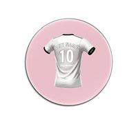 UNIGIFT Personalised Gift - Derbyshire Fan Pink Round Glossy Coaster (Black and White Football Jersey Design) Custom Name - East Midlands DE24 Club