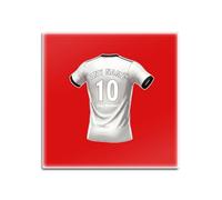 UNIGIFT Personalised Gift - Derbyshire Fan Red Square Glass Coaster (Black and White Football Jersey Design) Custom Name - East Midlands DE24 Club