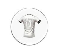 UNIGIFT Personalised Gift - Derbyshire Fan White Round Glossy Coaster (Black and White Football Jersey Design) Custom Name - East Midlands DE24 Club