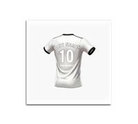 UNIGIFT Personalised Gift - Derbyshire Fan White Square Glass Coaster (Black and White Football Jersey Design) Custom Name - East Midlands DE24 Club