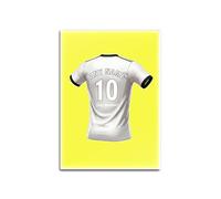 UNIGIFT Personalised Gift - Derbyshire Fan Yellow Glass Fridge Magnet (Black and White Football Jersey Design) Custom Name - East Midlands DE24 Club