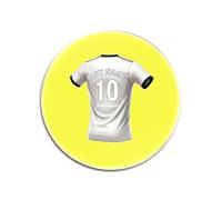 UNIGIFT Personalised Gift - Derbyshire Fan Yellow Round Glass Coaster (Black and White Football Jersey Design) Custom Name - East Midlands DE24 Club