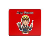 UNIGIFT Personalised Gift - Female Sparky/Lineman 3mm Red Mouse Pad (Professional Electrician Design) Custom Name Mat - Electrical Engineer