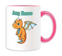 UNIGIFT Personalised Gift - Flying Baby Dragon Mug (Fairy Tale Design Theme, Colour Options) - Any Name/Message on Your Unique - Cute