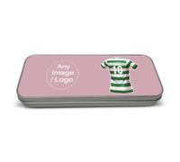 UNIGIFT Personalised Gift - Glasgow East End Fan Pink Metal Pencil Case Tin (Green and White Football Jersey Design) Custom Name Message Box Organiser- Parkhead G40 Club