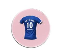 UNIGIFT Personalised Gift - Glasgow Royal Blue Fan Pink Round Glass Coaster (Football Jersey Design) Custom Name - Govan G51 Club