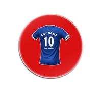 UNIGIFT Personalised Gift - Glasgow Royal Blue Fan Red Round Glass Coaster (Football Jersey Design) Custom Name - Govan G51 Club