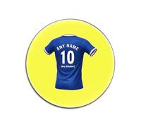 UNIGIFT Personalised Gift - Glasgow Royal Blue Fan Yellow Round Glossy Coaster (Football Jersey Design) Custom Name - Govan G51 Club