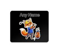 UNIGIFT Personalised Gift - Golf Fox 5mm Black Mouse Pad (Sport Animal Design) Custom Name Mat - Cute Kit Cub Tod Reynard