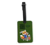 UNIGIFT Personalised Gift - Golf Fox Green Luggage Tag (Sport Animal Design) Custom Name Baggage Suitcase Bag - Cute Kit Cub Tod Reynard