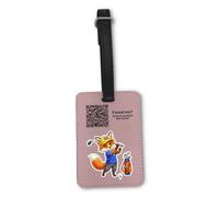UNIGIFT Personalised Gift - Golf Fox Pink Luggage Tag (Sport Animal Design) Custom Name Baggage Suitcase Bag - Cute Kit Cub Tod Reynard