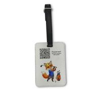 UNIGIFT Personalised Gift - Golf Fox White Luggage Tag (Sport Animal Design) Custom Name Baggage Suitcase Bag - Cute Kit Cub Tod Reynard