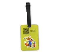 UNIGIFT Personalised Gift - Golf Fox Yellow Luggage Tag (Sport Animal Design) Custom Name Baggage Suitcase Bag - Cute Kit Cub Tod Reynard