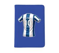 UNIGIFT Personalised Gift - Huddersfield Area Fan Blue Passport Holder Cover (Blue White Stripes Football Jersey Design) Custom Name Message - Yorkshire HD1 Club