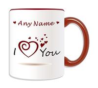 UNIGIFT Personalised Gift - I Love/Heart You Mug (Romance Design Theme, Colour Options) - Any Name/Message on Your Unique Mug - Couple